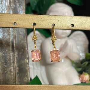 Vintage Elegant Gold and Pink Drop Earrings